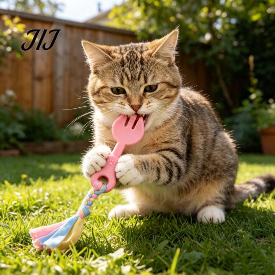 Pet Exercise And Bonding Toys Molar Teeth Cleaning Fork Toy, Durable Woven Rope Training Macaron for Dogs Colors Interactive TPR Chew Toy Gum Massage