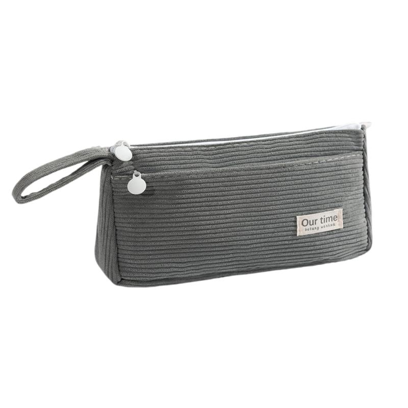 Большая пеналь из вельвета с двойным отделением, пеналы для ручек, органайзеры для ручек, дорожная косметичка