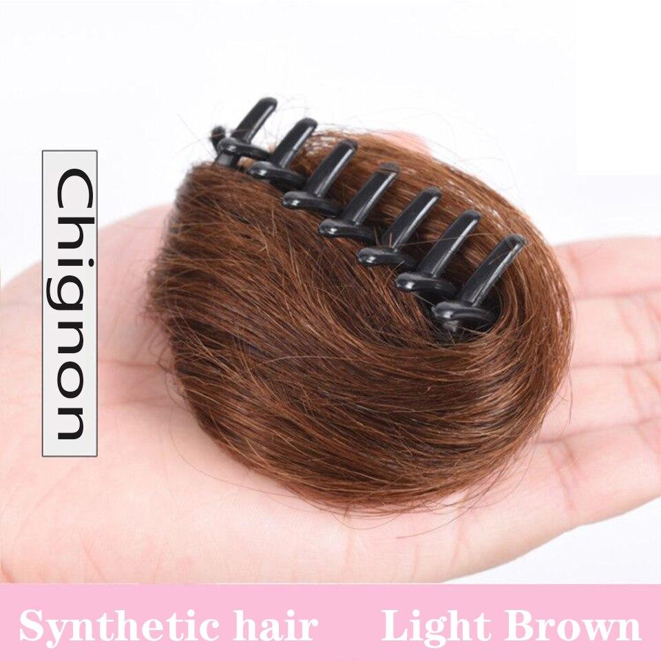 LUPU Coque de menina natural preto marrom liso bagunçado para mulheres e crianças donut rolo cabelo bun