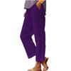 Spring Summer New Women Solid Cotton Linen Wide Leg Pants, Elastic Waist Loose Casual Trousers, Breathable Daily Fashion Bottoms