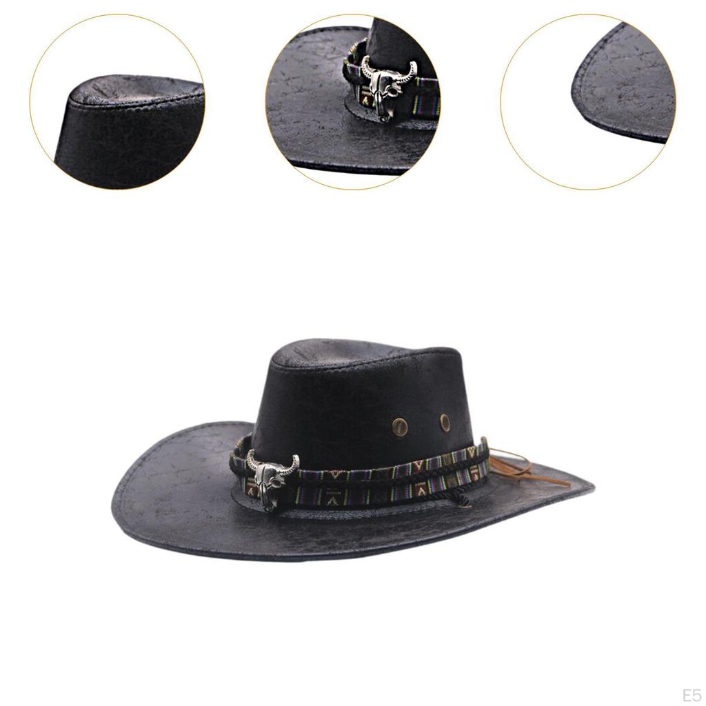 Classic Western Cowboy Hat with Wide Brim for Men's Cosplay