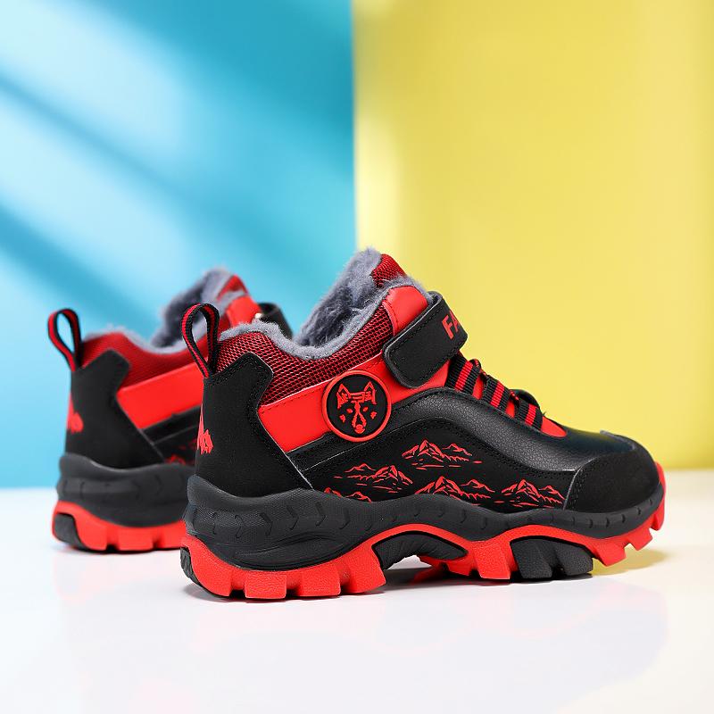 Winter Kid's Snow Boots with Plush Anti Slip Wolf Claws Hiking Cotton Shoes