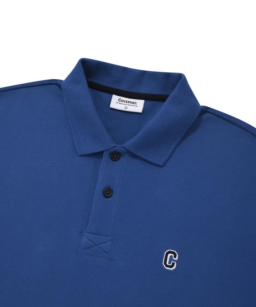 COVERNAT C Logo Collared T-Shirt Blue