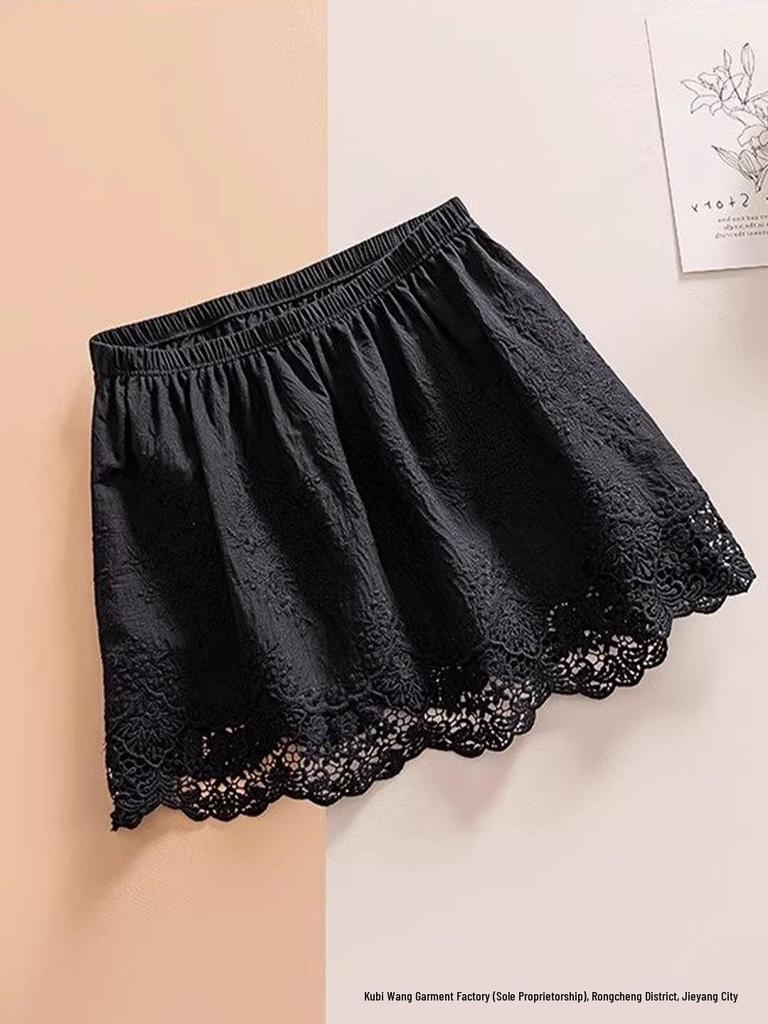 2025 Women's White Cotton Lace Skirt: Autumn/Winter Layered Design with Jeans, Hip-Covering Half-Skirt