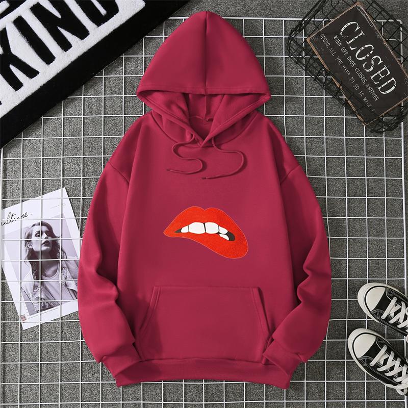 Autumn Lips Slip Printed Loose-Fit Long Sleeve Women's Casual Slimming Harajuku Style Trendy Base Layer Top