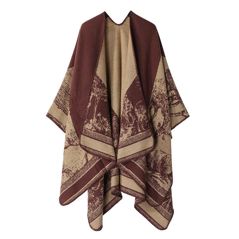 2025 Jiangnan Water Town Ethnic-Style Women’s Imitation Cashmere Cloak: Luxury High-End Thickened Shawl Outerwear