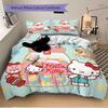 3pcs Hello Kitty Candy Bottle Design Printed Quilt Set - Soft and Comfortable Quilt Cover for Bedroom, Guest Room and Dormitory Decorative B