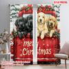 2pcs,2D Plane Printing Contemporary Curtains Cute Lab Puppies Christmas Truck (3) 100% Polyester (without Rod) Versatile All Use