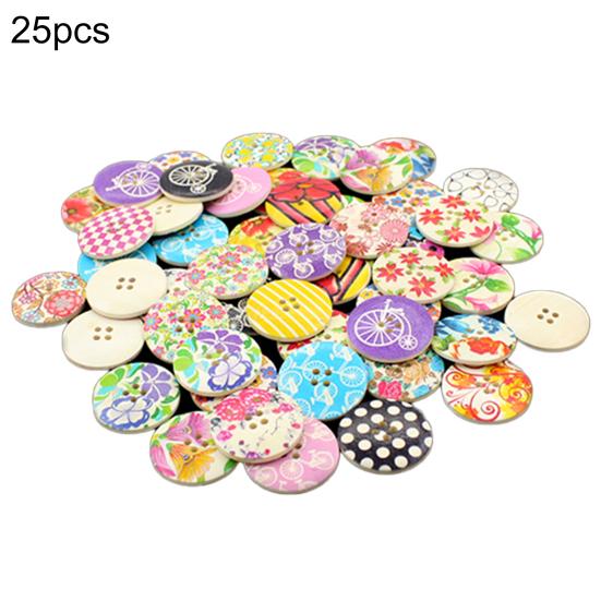 

25 шт., 30 мм, 4 отверстия, разноцветные деревянные пуговицы для скрапбукинга, шитья, бусины «сделай сам»