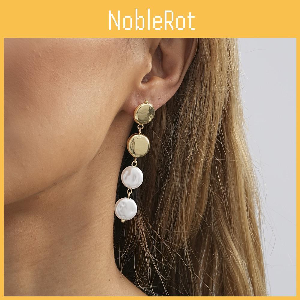 Gold Trendy 2023 Geometric Earrings Minimalist Long Pearl Winter Jewelry