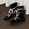 Cowhide Version~ Inner Height Increase 7cm Retro Leather Boxing Boots Women's Niche Belt Buckle Short Boots Rear Zipper Martin Boots