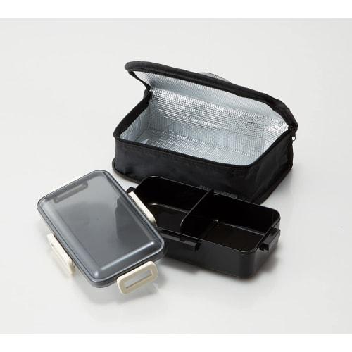 Skater Antibacterial Fluffy Dome Lid Bento Box 830ml with Insulated Bag Black Made in Japan KCPFLB8AG-A