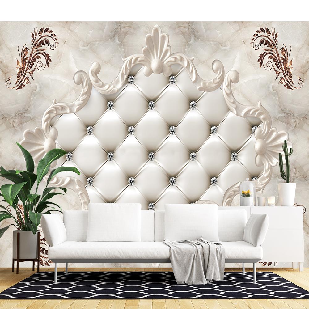 European Style Wallpaper Soft Package Diamond Pearl Flower Wall Mural Living Room Bedroom Decor Wallpaper