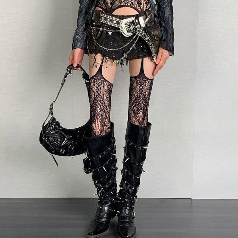 Fishnet Thigh High Stockings Patterned Suspender Tights for Women Garter Belt Pantyhose Tights Fishnets Hosiery Gifts