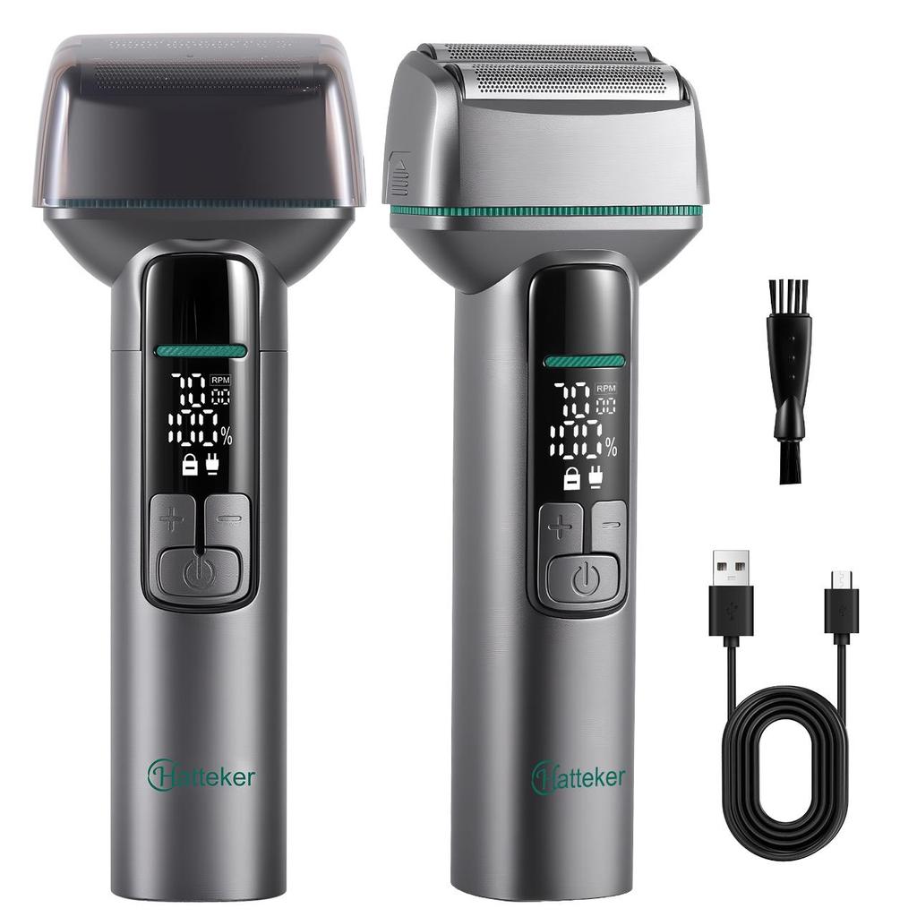 Hatteker Cordless Rechargeable Shaver with Floating Dual Foil 3-Speed Adjustable Wet & Dry Smooth Home Shaving Electric Razor