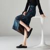 New Chinese Style High Waisted Printed Split Skirt 2026 Spring and Autumn Fashion Versatile Mid Length Straight Tube Skirt