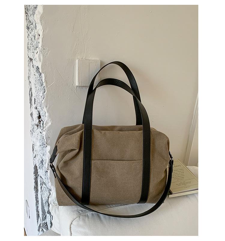 

Large capacity travel daily commuter bag new fashion casual canvas tote bag Korean version shoulder messenger bag хаки