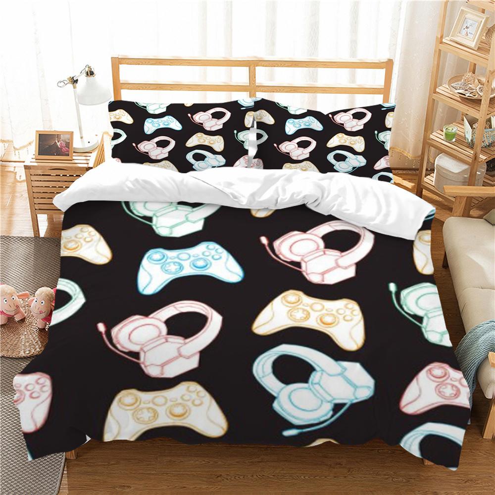 

Комплект постельного белья с 3D геймпадом и принтом, покрывало, постельное белье, домашняя теплая полиэстеровая наволочка из трех предметов, пододеяльник EU Single 135x200cm