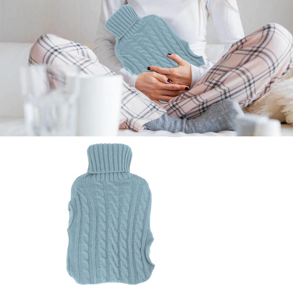 Hot Water Bag Rubber Explosionproof Water Injected Hand Warming Bag with Knit Hand Insert Cover Large