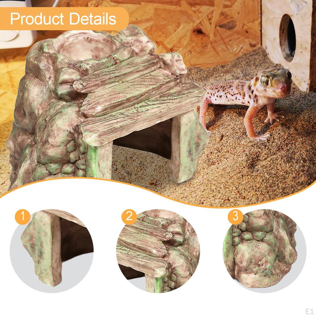 Reptil Gömställe Grotta Akvarium Habitat Dekor Prydnad Harts Gömställe för Fiskar