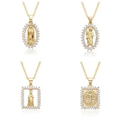 Quadratische Jungfrau Zirkon Anhänger Edelstahl Halskette Weibliche Retro Persönlichkeit Elegante Schmuck