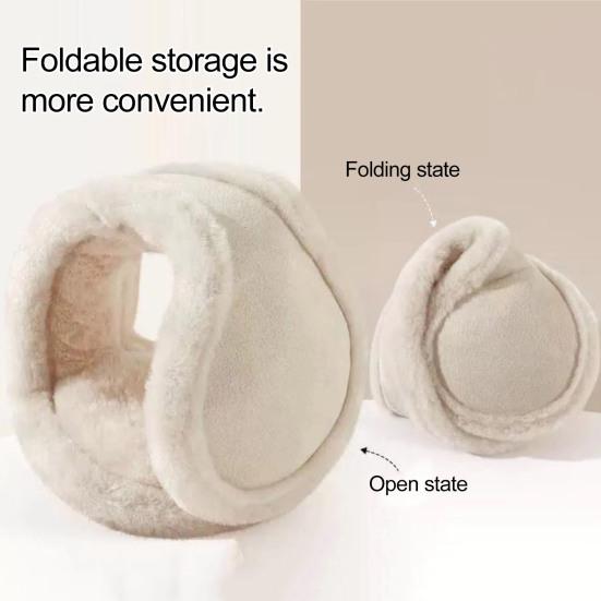 Plush Earmuffs Solid Color Winter Warmth Foldable Plush Ear Muffs with Elastic Adjustable Headband Cold Weather Ear Covers