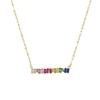 Gold Plated rainbow Rectangle Cubic Zirconia Cz Stick bar Pendant Fashion European Colorful Cz Geometric Necklace