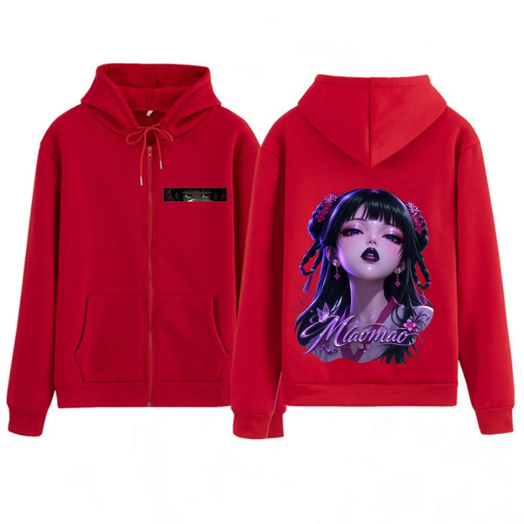 Anime The Apothecary Diaries Print Zipper Hoodie Men Women Aesthetic Trend Sweatshirts Casual Hip-hop Vintage Zip Up Jacket Coat
