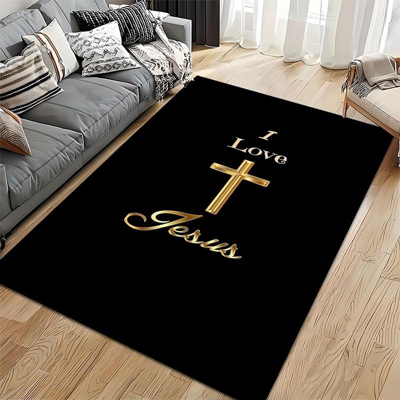 Christian Gold Cross Design suitable as a non-slip mat for the living room or bedroom sofa