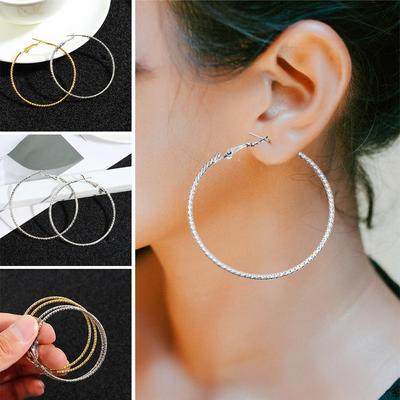 Wedding Engagement Gorgeous Big Circle Round Hoop Earrings Crystal Round Shape Drop Dangle Stud
