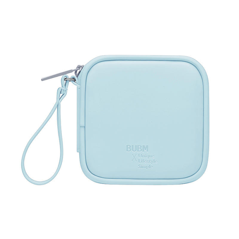 Solid Color Simple Lightweight Earphone Bag Large Capacity Waterproof and Scratch-resistant PU Skin-feel Mini Earphone Bag