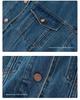 Xin Ge Suede Collar Denim Jacket - Washed Blue, Color Block, Slimming, Versatile Women's Top