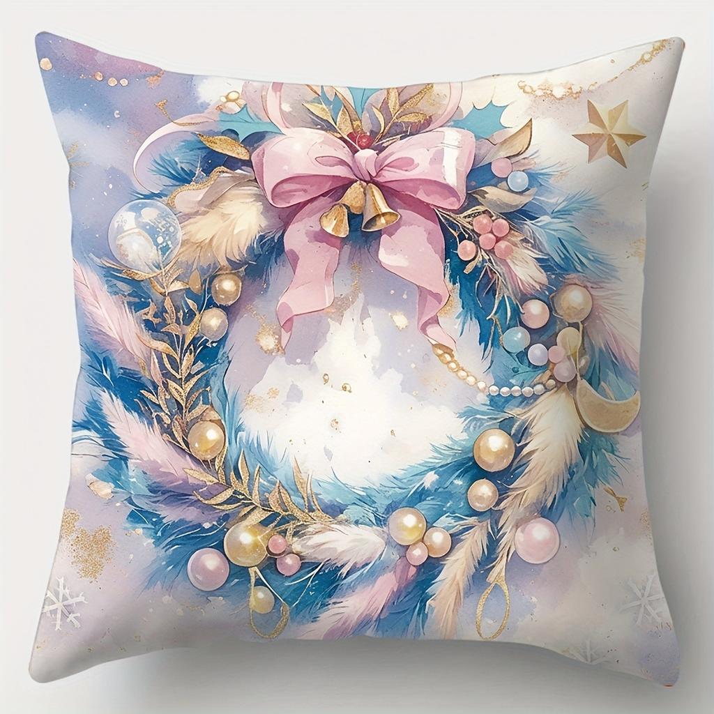 Christmas decoration pillow cover color bells snowman garland pattern living room sofa cushion cover room home decoration
