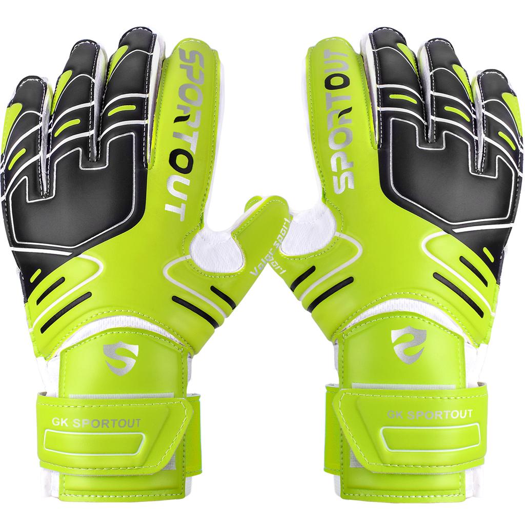 Sportout Guanti da Portiere da Giovane e Adulto, Forte Presa per le Parate Più Difficili, con Fingerave e Lattice 4+3MM