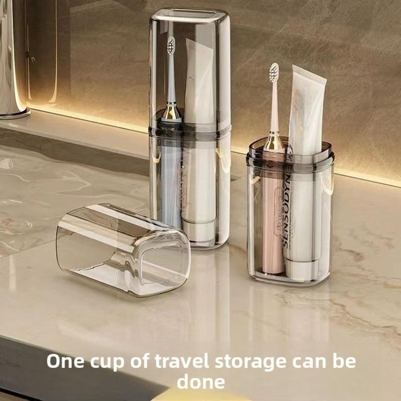 Portable Toothbrush Case Holder Transparent Leakproof with Cup for Travel College Students Storage Organizer Set