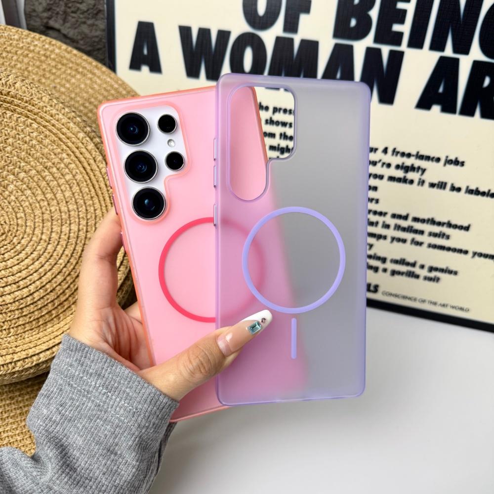 Translucent Matte PC Phone Case For Samsung Galaxy S26 S25 Ultra S24 S23 Ultra Magnetic For Magsafe Wireless Charge Shockproof Cover