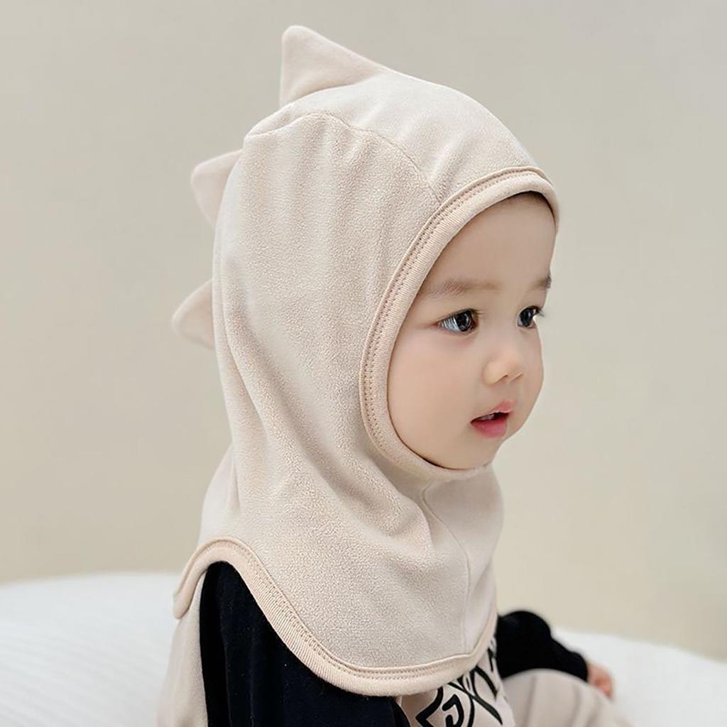 Winter Fleece Balaclava for Baby Cute Cartoon Dinosaur Hooded Scarf Hat Kids Warm Children One Piece Beanie Cap