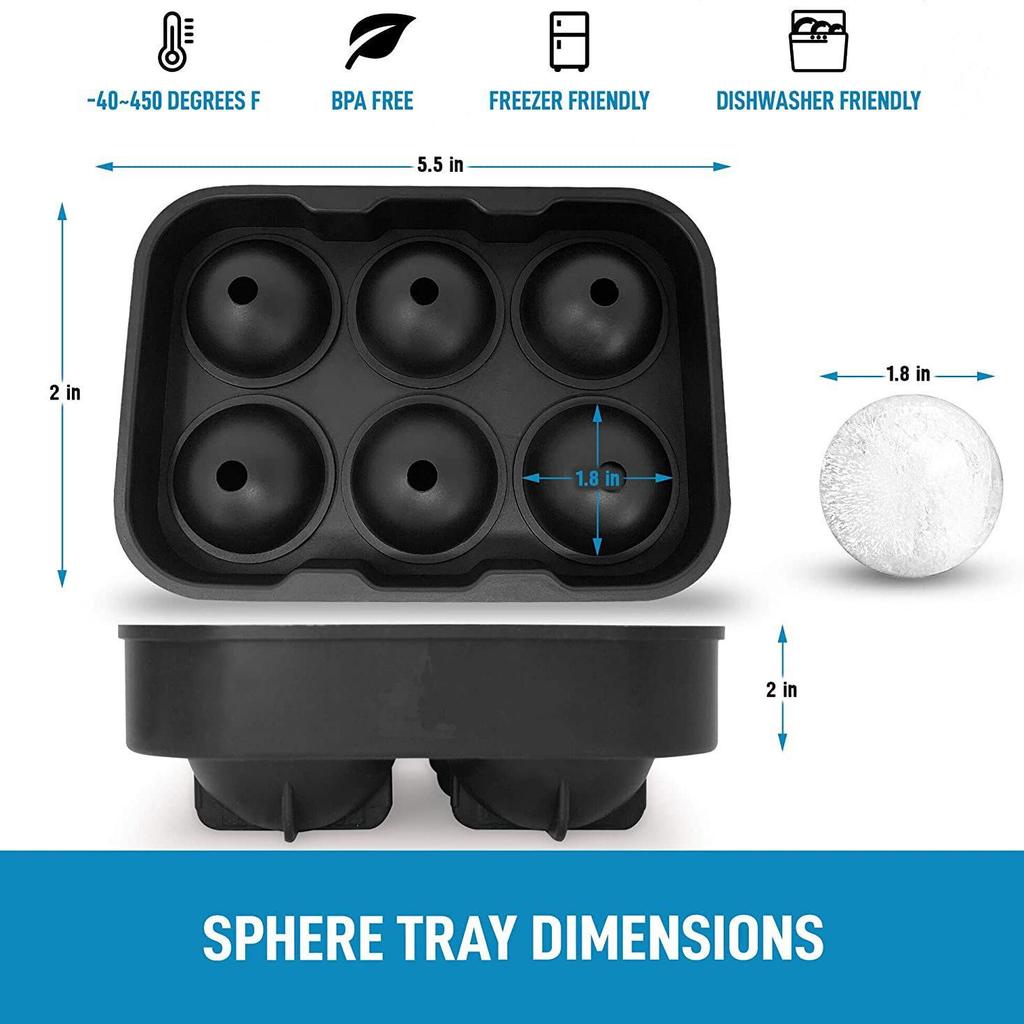6-Piece Silicone Ice Cube Tray Set with Square and Round Molds