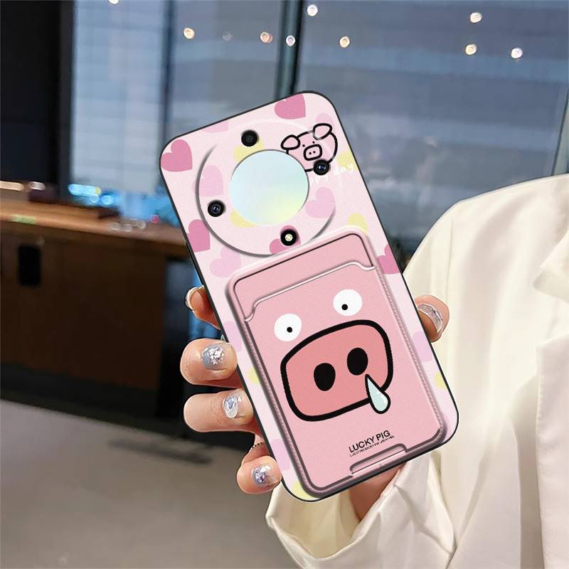 Shockproof Back Cover Phone Case For Honor X9a 5G/Magic5 Lite Card slot Dirt-resistant Silicone protective Card bag Cute