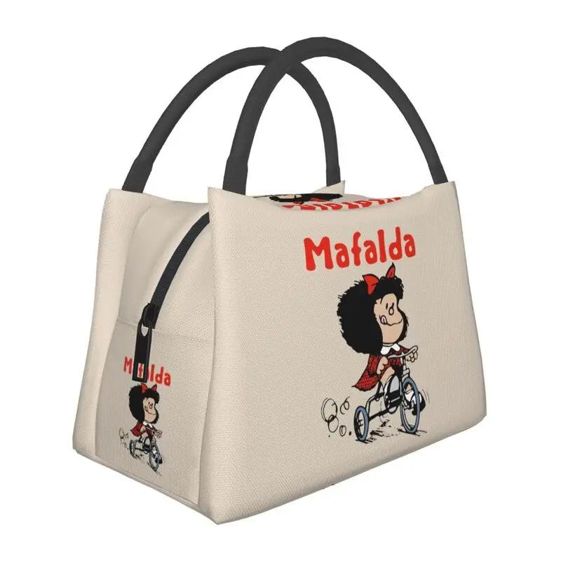 Custom Vintage Mafalda Manga Insulated Lunch Bags for Quino Comic Cartoon Thermal Cooler Bento Box Office Picnic Travel