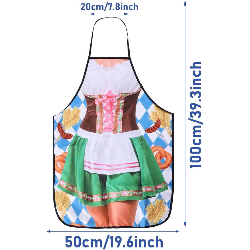 2 Pcs Oktoberfest Mardi Gras Apron Couples Cooking Aprons German Party Costume for Baking BBQ Chef Kitchen Gifts