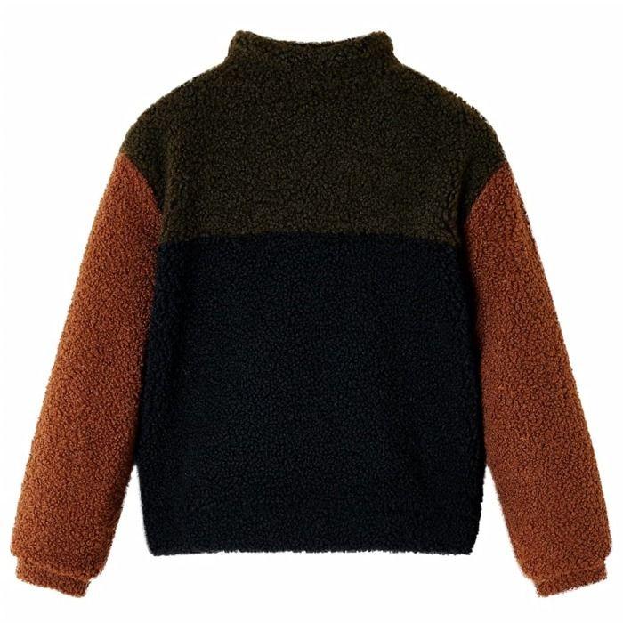 Veste polaire enfant - vidaXL - Manches longues - Khaki/Noir - Multisport - Garçon