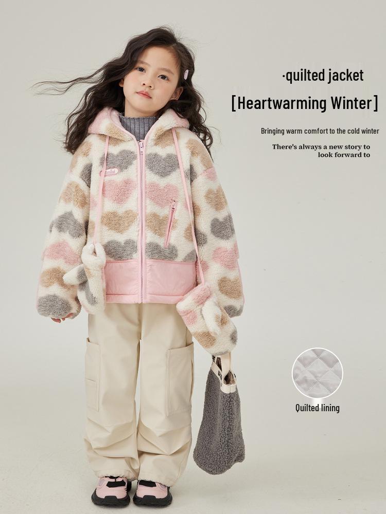 2024 Girls' Winter Plush Coat: Warm, Thickened Fleece Cotton Jacket for Children