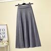 Autumn and Winter High Waisted Knitted Skirt for Women Mid Length Pleated Skirt