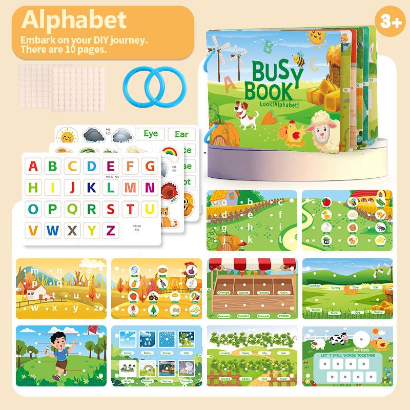 Children Busy Book Matching Number & Letter Games Animals Vehicles Dinosaurs Stickers Interactive Learning Activity Book TMZ