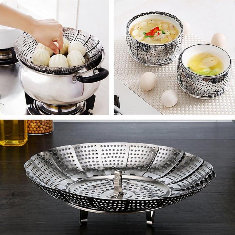 Vegetable steamer with steamer basket is made of stainless steel, used for vegetables, stews and various cooking