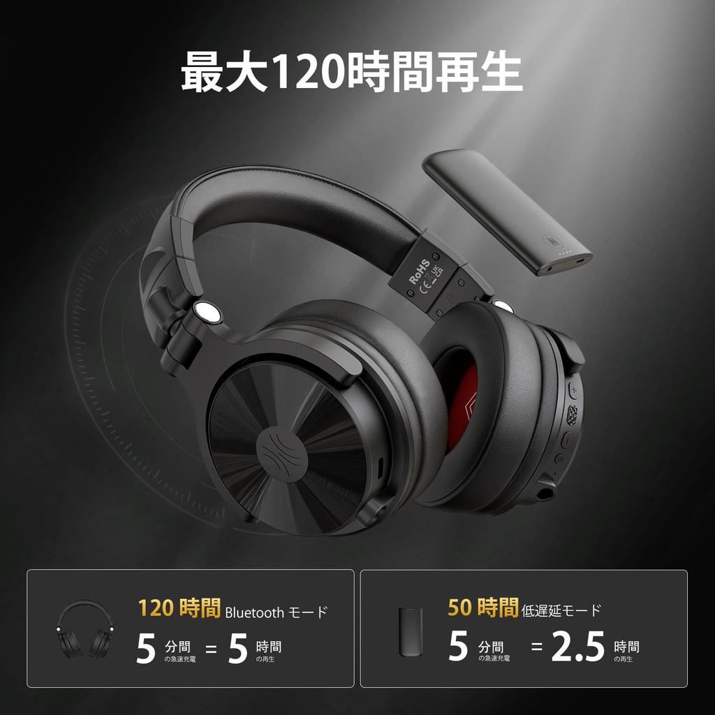 OneOdio Studio Max 1 DJ Monitor Headphones, Wireless Headphones with Ultra-Low 20ms Latency, 120 Hours of Battery Life, Hi-Res AudioLDAC Support,