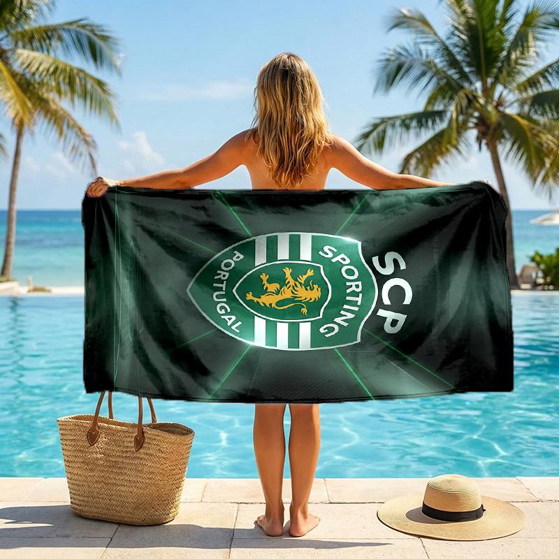 Asciugamano da Spiaggia Sporting CP FC Stampa Asciugatura Rapida Microfibra Assorbente Portatile da Viaggio Asciugamano da Nuoto
