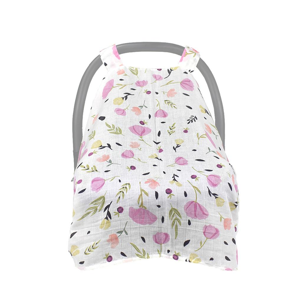 114 * 90cmCelsius 44.9 * 35.4in Baby Car Seat Cover Breathable Muslin Car Seat Canopy Nursing Cover for Infant Boys Girls