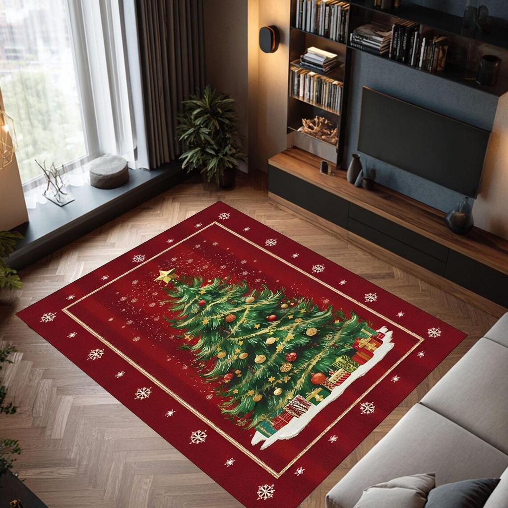 Christmas Tree Print Area Rugs Bedroom Carpet Living Room Non Slip Floor Mat Sofa Table Rug for Home Decor Doormat